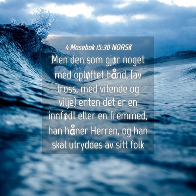 Picture 04 - 4 Mosebok 15:30 NORSK - Men den som gjør noget med opløftet hånd, {av - Bible Verse Picture