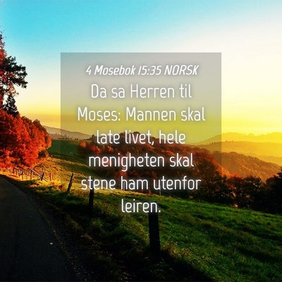 Picture 04 - 4 Mosebok 15:35 NORSK - Da sa Herren til Moses: Mannen skal late livet, - Bible Verse Picture