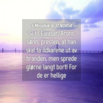 Picture 04 - 4 Mosebok 16:37 NORSK - Si til Eleasar, Arons sønn, presten, at han skal - Bible Verse Picture
