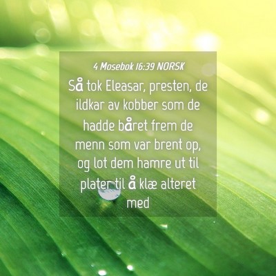 Picture 04 - 4 Mosebok 16:39 NORSK - Så tok Eleasar, presten, de ildkar av kobber som - Bible Verse Picture
