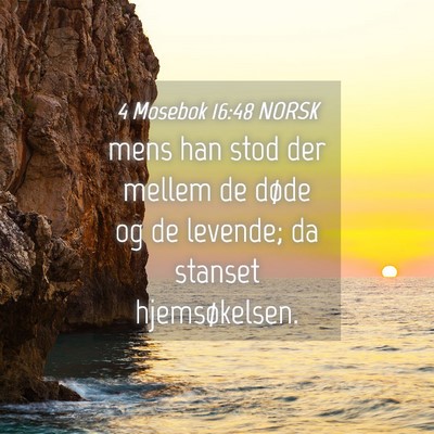 Picture 04 - 4 Mosebok 16:48 NORSK - mens han stod der mellem de døde og de levende; - Bible Verse Picture