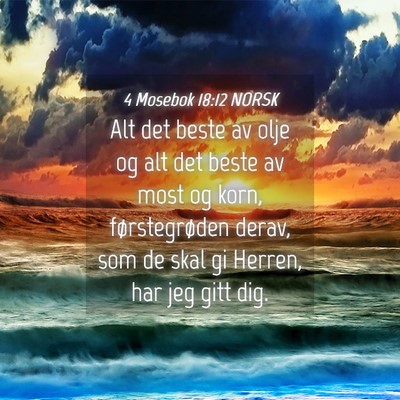 Picture 04 - 4 Mosebok 18:12 NORSK - Alt det beste av olje og alt det beste av most og - Bible Verse Picture