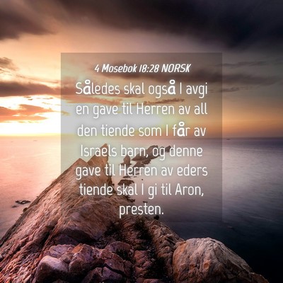 Picture 04 - 4 Mosebok 18:28 NORSK - Således skal også I avgi en gave til Herren av - Bible Verse Picture