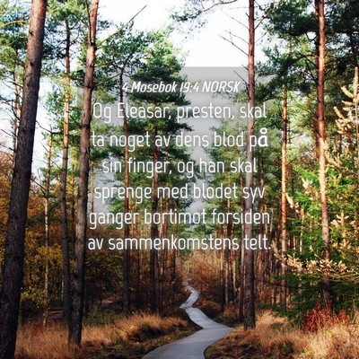 Picture 04 - 4 Mosebok 19:4 NORSK - Og Eleasar, presten, skal ta noget av dens blod - Bible Verse Picture