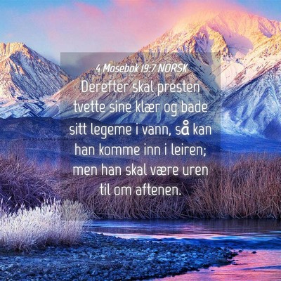 Picture 04 - 4 Mosebok 19:7 NORSK - Derefter skal presten tvette sine klær og bade - Bible Verse Picture