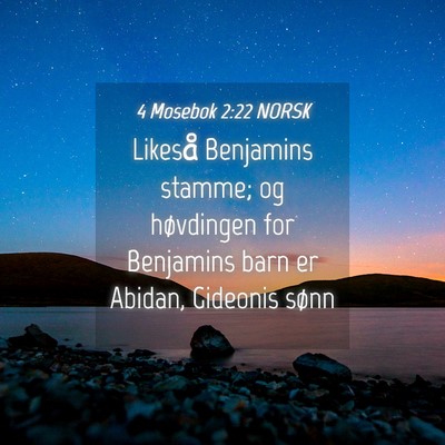 Picture 04 - 4 Mosebok 2:22 NORSK - Likeså Benjamins stamme; og høvdingen for - Bible Verse Picture