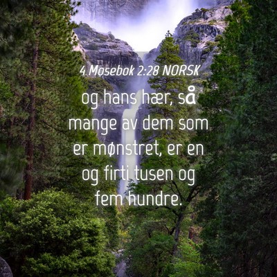 Picture 04 - 4 Mosebok 2:28 NORSK - og hans hær, så mange av dem som er mønstret, - Bible Verse Picture