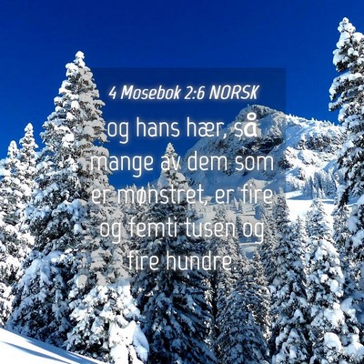 Picture 04 - 4 Mosebok 2:6 NORSK - og hans hær, så mange av dem som er mønstret, - Bible Verse Picture