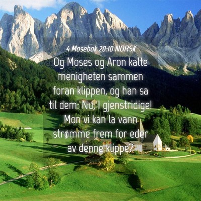 Picture 04 - 4 Mosebok 20:10 NORSK - Og Moses og Aron kalte menigheten sammen foran - Bible Verse Picture