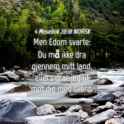 Picture 04 - 4 Mosebok 20:18 NORSK - Men Edom svarte: Du må ikke dra gjennem mitt - Bible Verse Picture