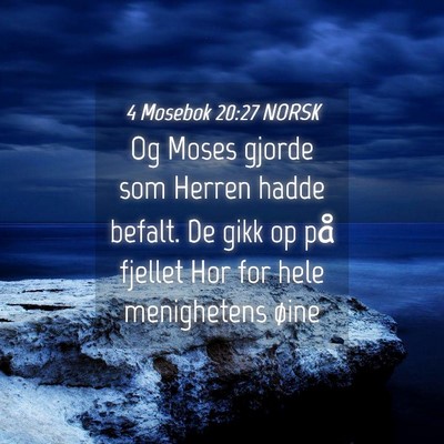 Picture 04 - 4 Mosebok 20:27 NORSK - Og Moses gjorde som Herren hadde befalt. De gikk - Bible Verse Picture
