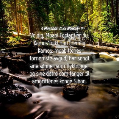 Picture 04 - 4 Mosebok 21:29 NORSK - Ve dig, Moab! Fortapt er du, Kamos'folk! Han - Bible Verse Picture