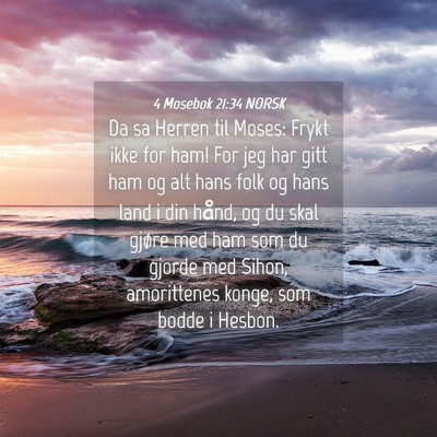 Picture 04 - 4 Mosebok 21:34 NORSK - Da sa Herren til Moses: Frykt ikke for ham! For - Bible Verse Picture