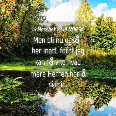Picture 04 - 4 Mosebok 22:19 NORSK - Men bli nu også I her inatt, forat jeg kan få - Bible Verse Picture