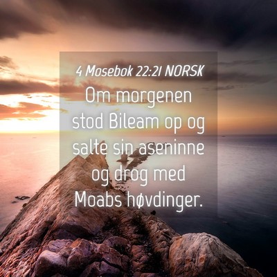 Picture 04 - 4 Mosebok 22:21 NORSK - Om morgenen stod Bileam op og salte sin aseninne - Bible Verse Picture