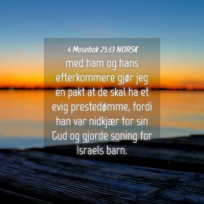 Picture 04 - 4 Mosebok 25:13 NORSK - med ham og hans efterkommere gjør jeg en pakt at - Bible Verse Picture