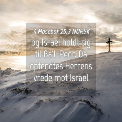 Picture 04 - 4 Mosebok 25:3 NORSK - og Israel holdt sig til Ba'l-Peor. Da optendtes - Bible Verse Picture