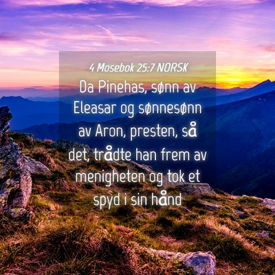 Picture 04 - 4 Mosebok 25:7 NORSK - Da Pinehas, sønn av Eleasar og sønnesønn av - Bible Verse Picture