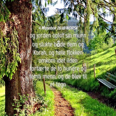 Picture 04 - 4 Mosebok 26:10 NORSK - og jorden oplot sin munn og slukte både dem og - Bible Verse Picture