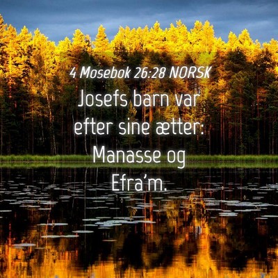 Picture 04 - 4 Mosebok 26:28 NORSK - Josefs barn var efter sine ætter: Manasse og - Bible Verse Picture