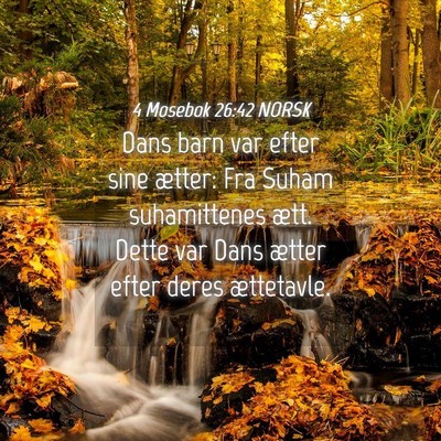 Picture 04 - 4 Mosebok 26:42 NORSK - Dans barn var efter sine ætter: Fra Suham - Bible Verse Picture