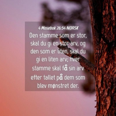 Picture 04 - 4 Mosebok 26:54 NORSK - Den stamme som er stor, skal du gi en stor arv, - Bible Verse Picture