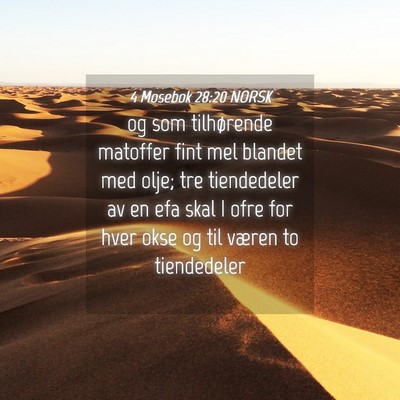 Picture 04 - 4 Mosebok 28:20 NORSK - og som tilhørende matoffer fint mel blandet med - Bible Verse Picture