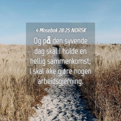 Picture 04 - 4 Mosebok 28:25 NORSK - Og på den syvende dag skal I holde en hellig - Bible Verse Picture