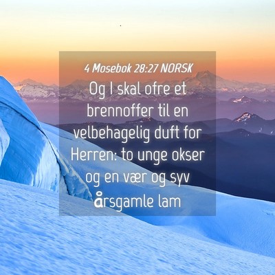 Picture 04 - 4 Mosebok 28:27 NORSK - Og I skal ofre et brennoffer til en velbehagelig - Bible Verse Picture