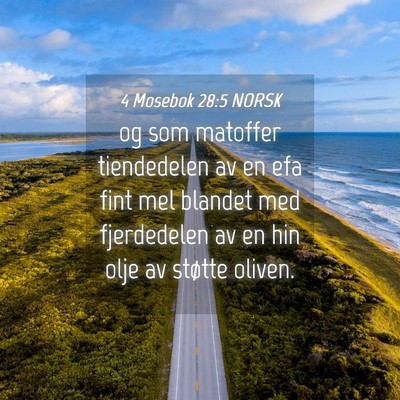 Picture 04 - 4 Mosebok 28:5 NORSK - og som matoffer tiendedelen av en efa fint mel - Bible Verse Picture