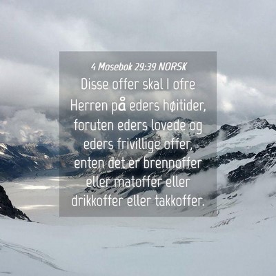 Picture 04 - 4 Mosebok 29:39 NORSK - Disse offer skal I ofre Herren på eders - Bible Verse Picture