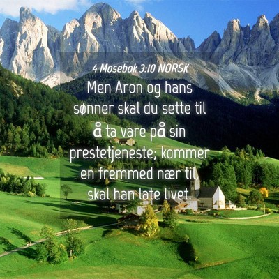 Picture 04 - 4 Mosebok 3:10 NORSK - Men Aron og hans sønner skal du sette til å ta - Bible Verse Picture
