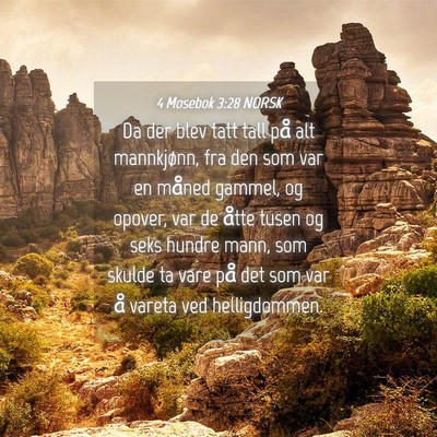 Picture 04 - 4 Mosebok 3:28 NORSK - Da der blev tatt tall på alt mannkjønn, fra den - Bible Verse Picture