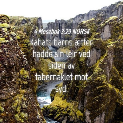 Picture 04 - 4 Mosebok 3:29 NORSK - Kahats barns ætter hadde sin leir ved siden av - Bible Verse Picture