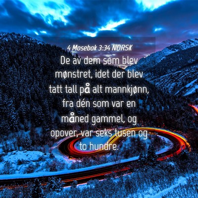 Picture 04 - 4 Mosebok 3:34 NORSK - De av dem som blev mønstret, idet der blev tatt - Bible Verse Picture