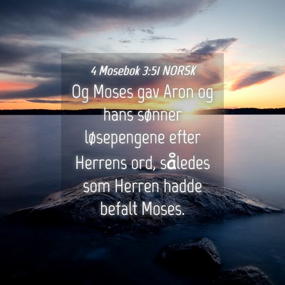 Picture 04 - 4 Mosebok 3:51 NORSK - Og Moses gav Aron og hans sønner løsepengene - Bible Verse Picture