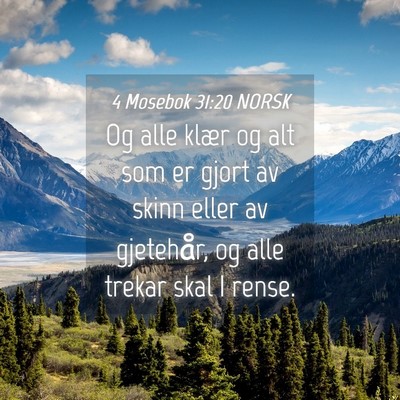 Picture 04 - 4 Mosebok 31:20 NORSK - Og alle klær og alt som er gjort av skinn eller - Bible Verse Picture