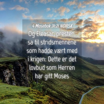 Picture 04 - 4 Mosebok 31:21 NORSK - Og Eleasar, presten, sa til stridsmennene som - Bible Verse Picture