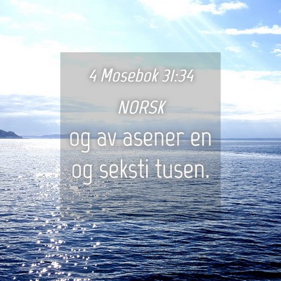 Picture 04 - 4 Mosebok 31:34 NORSK - og av asener en og seksti - Bible Verse Picture