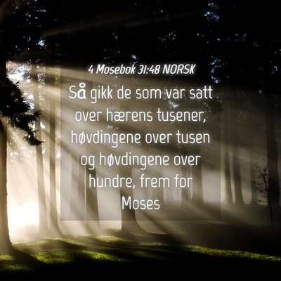 Picture 04 - 4 Mosebok 31:48 NORSK - Så gikk de som var satt over hærens tusener, - Bible Verse Picture