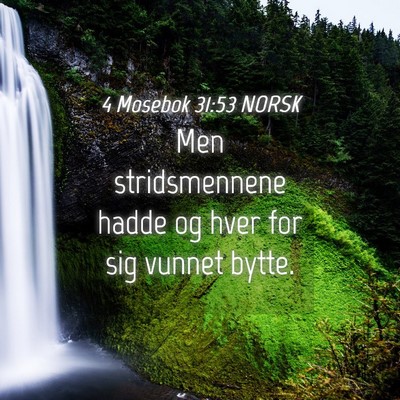 Picture 04 - 4 Mosebok 31:53 NORSK - Men stridsmennene hadde og hver for sig vunnet - Bible Verse Picture