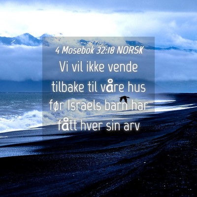 Picture 04 - 4 Mosebok 32:18 NORSK - Vi vil ikke vende tilbake til våre hus før - Bible Verse Picture