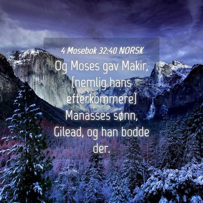 Picture 04 - 4 Mosebok 32:40 NORSK - Og Moses gav Makir, {nemlig hans efterkommere} - Bible Verse Picture