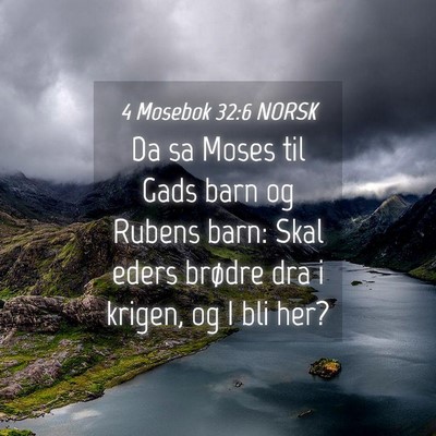 Picture 04 - 4 Mosebok 32:6 NORSK - Da sa Moses til Gads barn og Rubens barn: Skal - Bible Verse Picture
