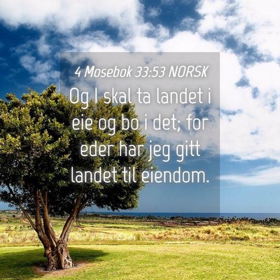 Picture 04 - 4 Mosebok 33:53 NORSK - Og I skal ta landet i eie og bo i det; for eder - Bible Verse Picture