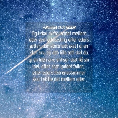 Picture 04 - 4 Mosebok 33:54 NORSK - Og I skal skifte landet mellem eder ved - Bible Verse Picture