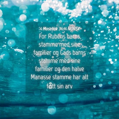 Picture 04 - 4 Mosebok 34:14 NORSK - For Rubens barns stamme med sine familier og Gads - Bible Verse Picture