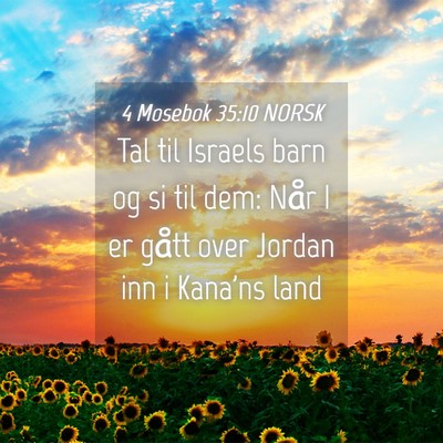 Picture 04 - 4 Mosebok 35:10 NORSK - Tal til Israels barn og si til dem: Når I er - Bible Verse Picture