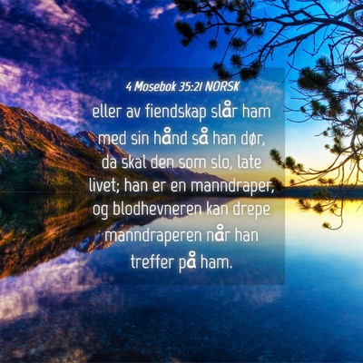 Picture 04 - 4 Mosebok 35:21 NORSK - eller av fiendskap slår ham med sin hånd så - Bible Verse Picture