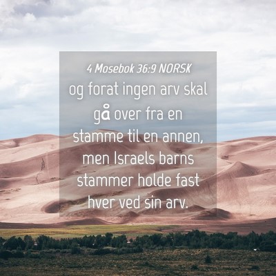 Picture 04 - 4 Mosebok 36:9 NORSK - og forat ingen arv skal gå over fra en stamme - Bible Verse Picture
